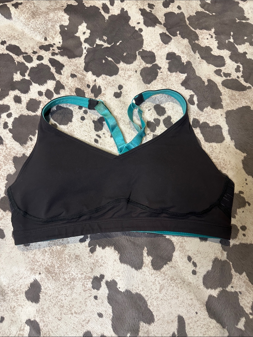 Black and Teal Women's Sports Bralette - Supportive Racerback